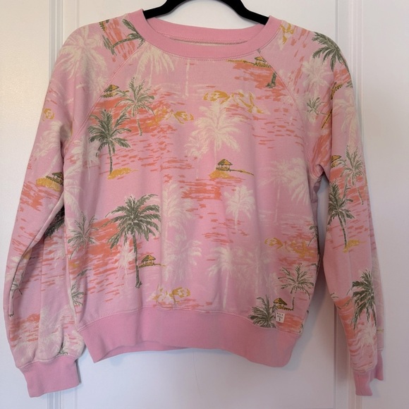 Billabong Women’s Pink Palm Tree Crewneck Small Sweatshirt - Picture 1 of 7